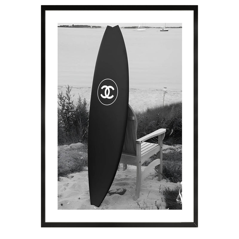 Chanel surfboard shop wall art